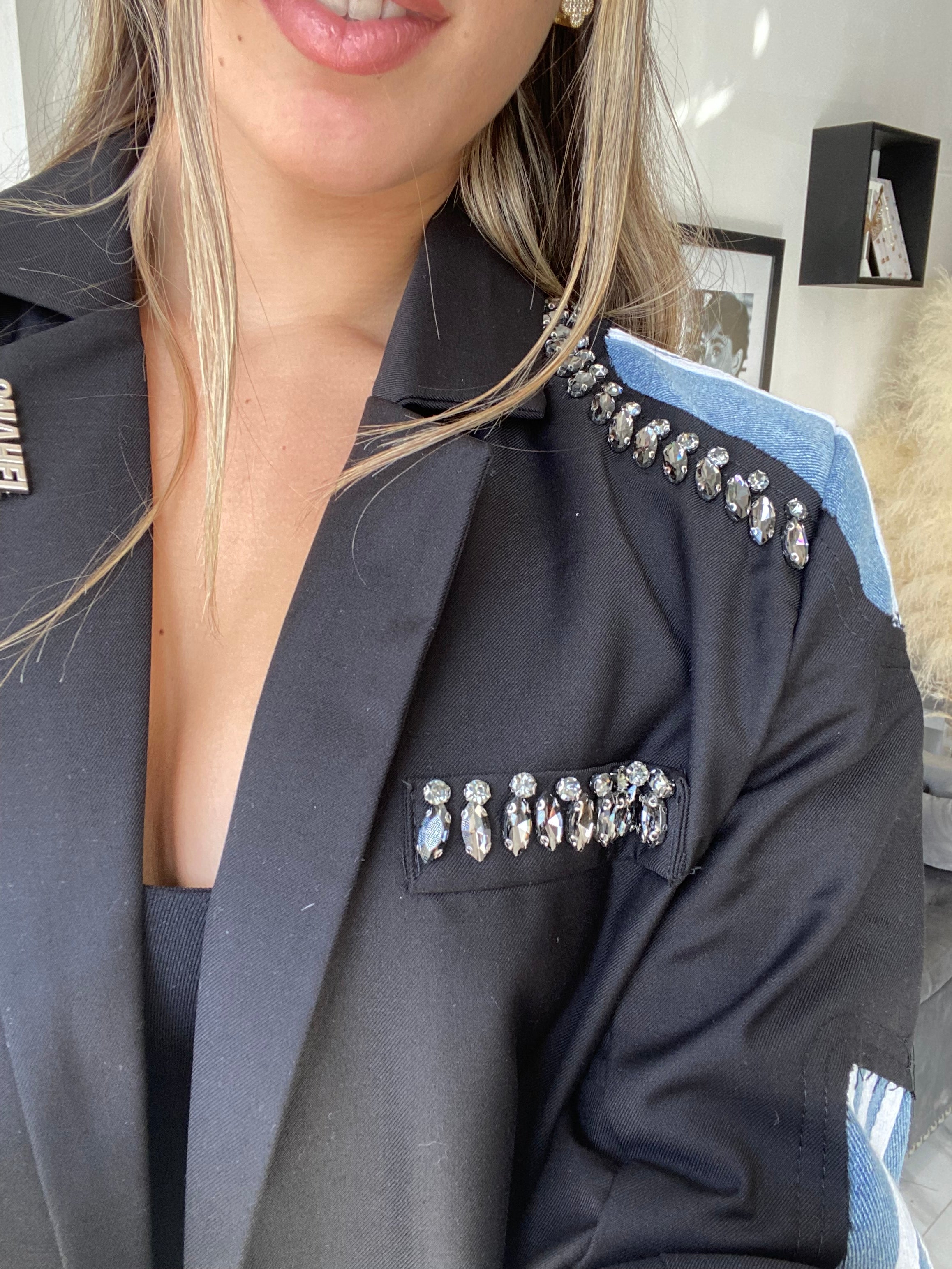 Denim Rhinestones Blazer